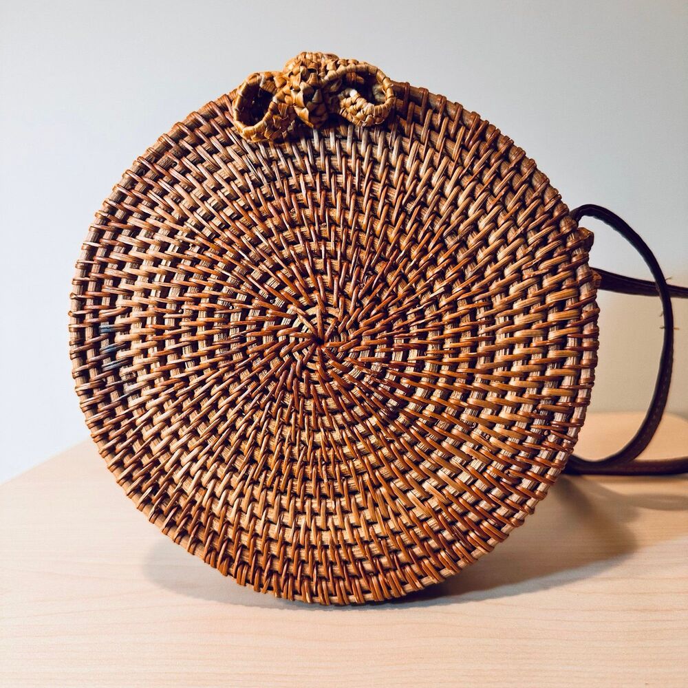 Round woven Boho Crossbody Handbag